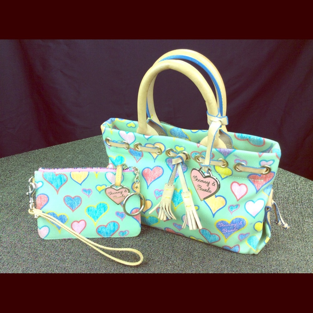 Heart Dooney&Bourke small square tote purse & coin